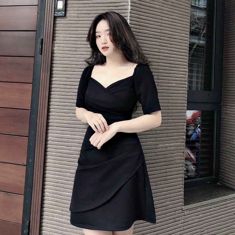 ĐẦM CỔ V, XẾP LI EO (có ành thật) MS56