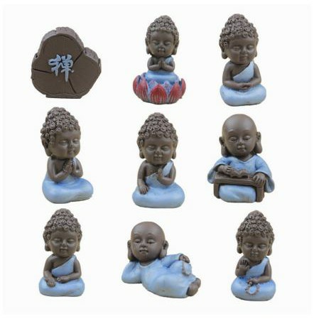 Bộ 9 tượng, tượng trang trí ô tô, Bộ tượng phật gốm Đại Cát đồ trang trí xe hơi tiểu cảnh tượng phật mini phong thủy Decor Việt