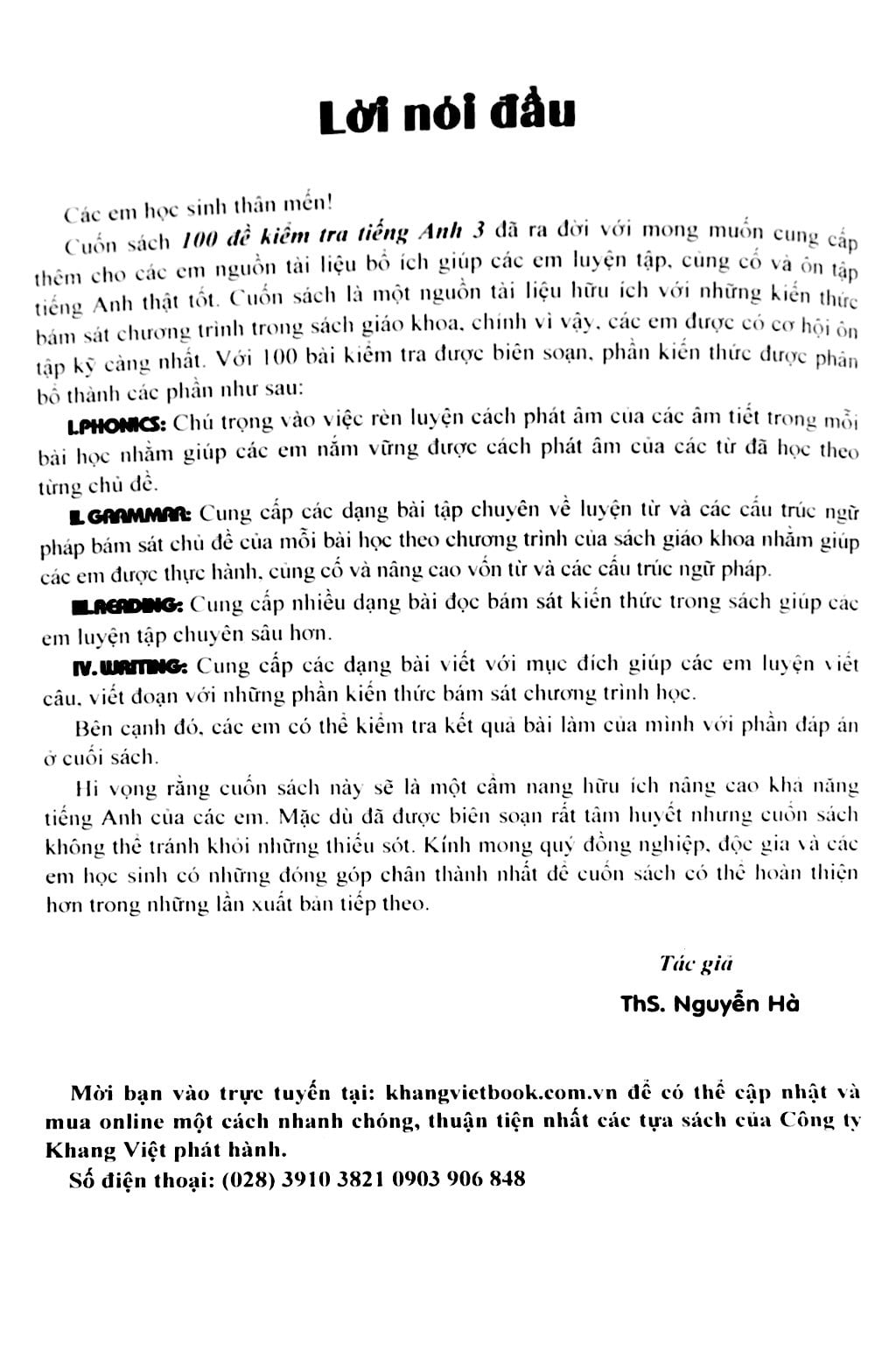 Fahasa - 100 Đề Kiểm Tra Tiếng Anh 3