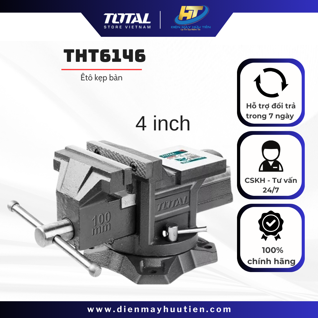 Êtô kẹp bàn xoay 360 Total THT6146