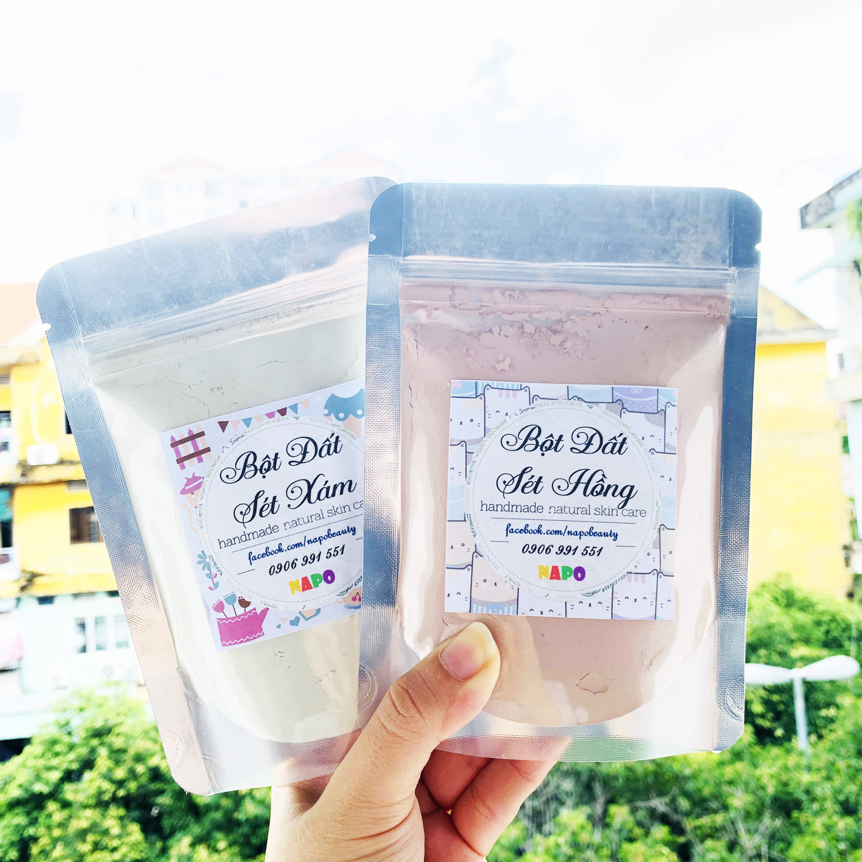[HCM]Bột Đất Sét Đắp Mặt Handmade - Hồng Trắng Xám Xanh