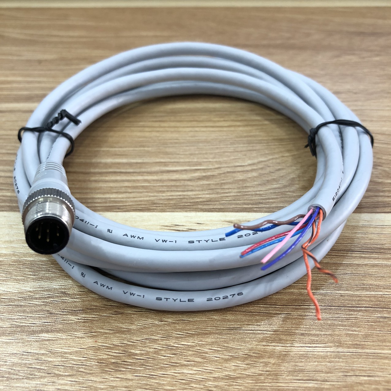 Cáp điều khiển M12 8 Pin A-Code Male to 8 Core E120411-I AWM VW-1 20276 dài 3M dùng cho Cognex and Automation Camera