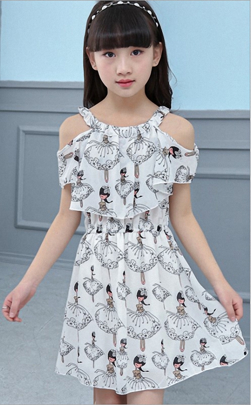 đầm trễ vai quảng châu cao cấp cho bé - D16