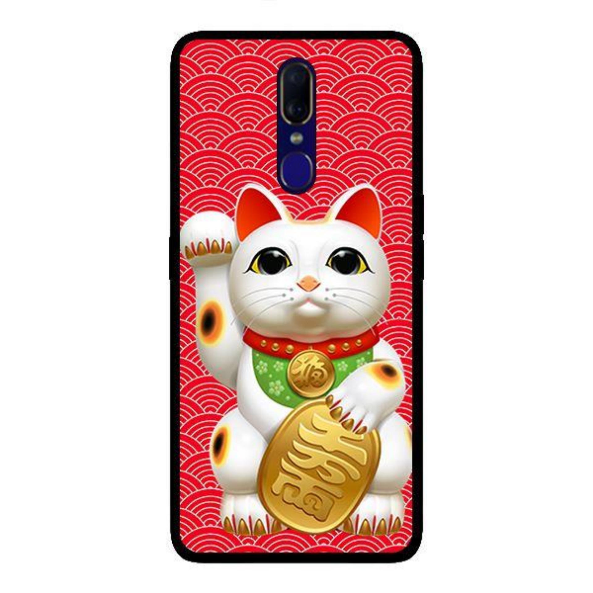 Ốp lưng oppo f11 - mèo may mắn nền đỏ 1