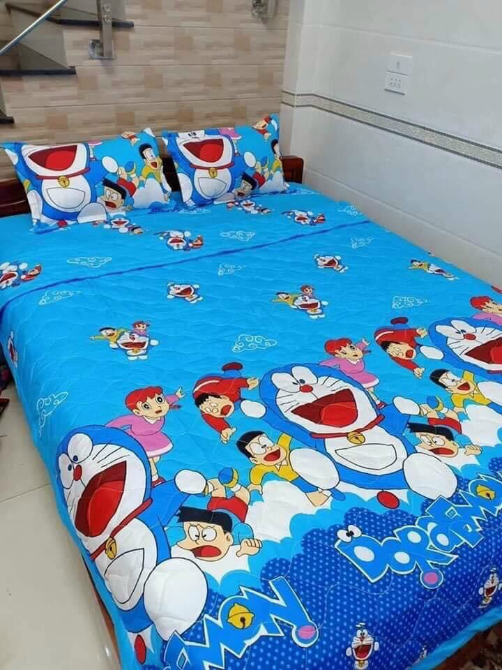 Chăn hè thu trần bông poly cotton mẫu doremon