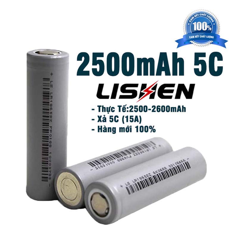 Pin Cell 18650 Lishen 2500mAh pin xả cao 15A