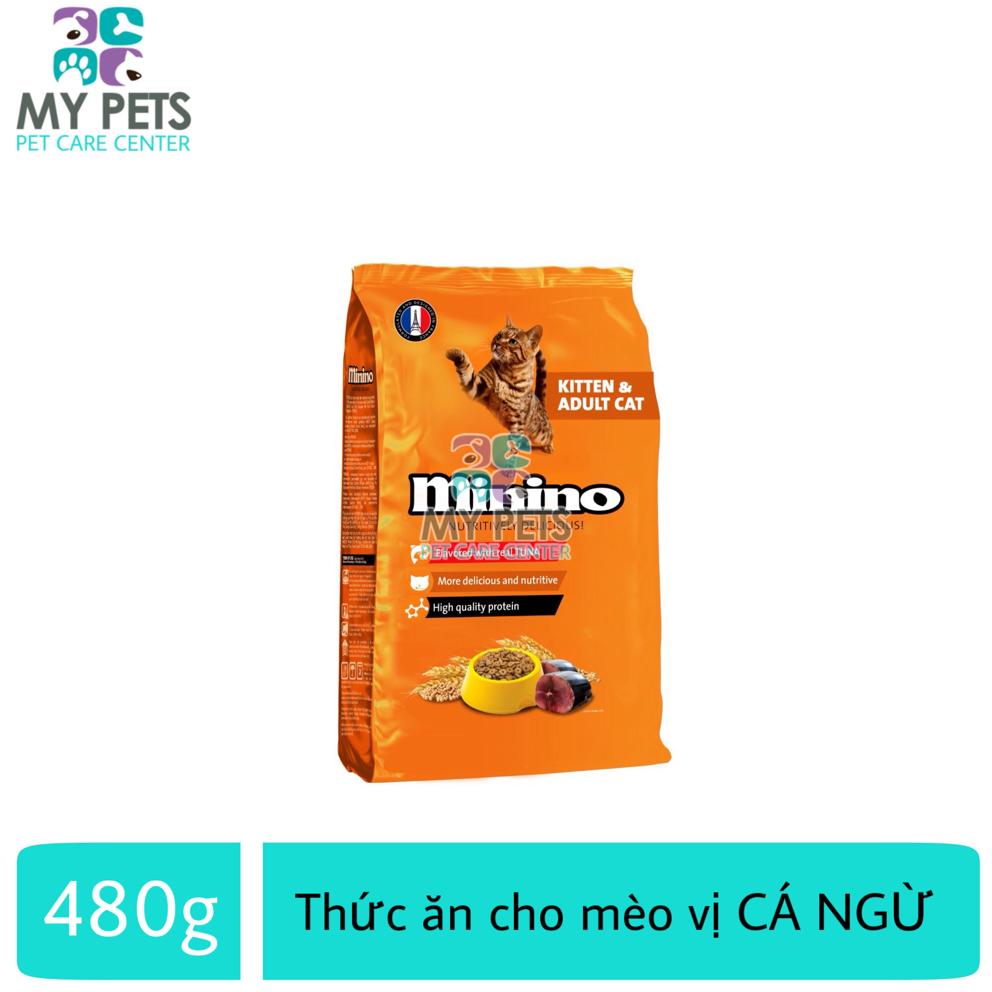 Thức ăn vị cá ngừ dành cho mèo mọi lứa tuổi - thức ăn cho mèo minino 480g