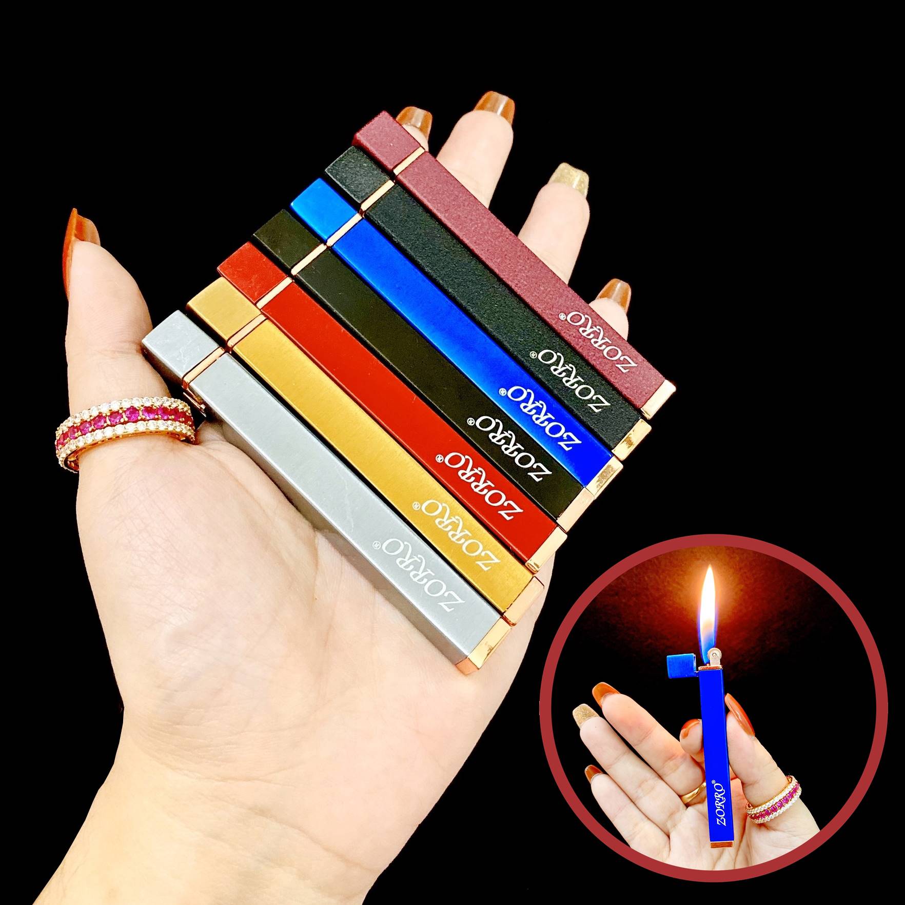 Bật lửa gas đá rãnh tay zorro z501 -