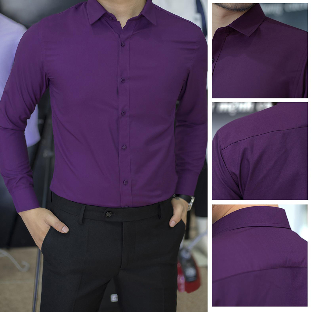 Áo sơ mi nam - Áo sơ mi nam công sở cao cấp - Chất liệu lụa mềm mịn, dáng slimfit trẻ trung, phong cách thời trang Hàn Quốc
