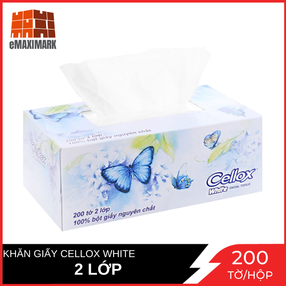 Khăn giấy cellox white 2 lớp hộp 200 tờ
