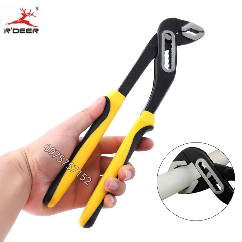 Kìm mỏ quạ thép đúc nguyên khối đa năng R'DEER, kìm 7 lỗ điều chỉnh khẩu độ ngàm kìm linh hoạt, vặn ống nước chuyên nghiệp