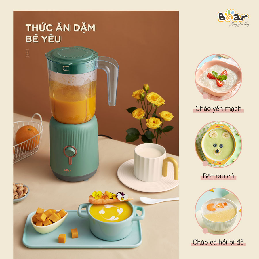 MÁY XAY SINH TỐ 3 CỐI BEAR CHÍNH HÃNG