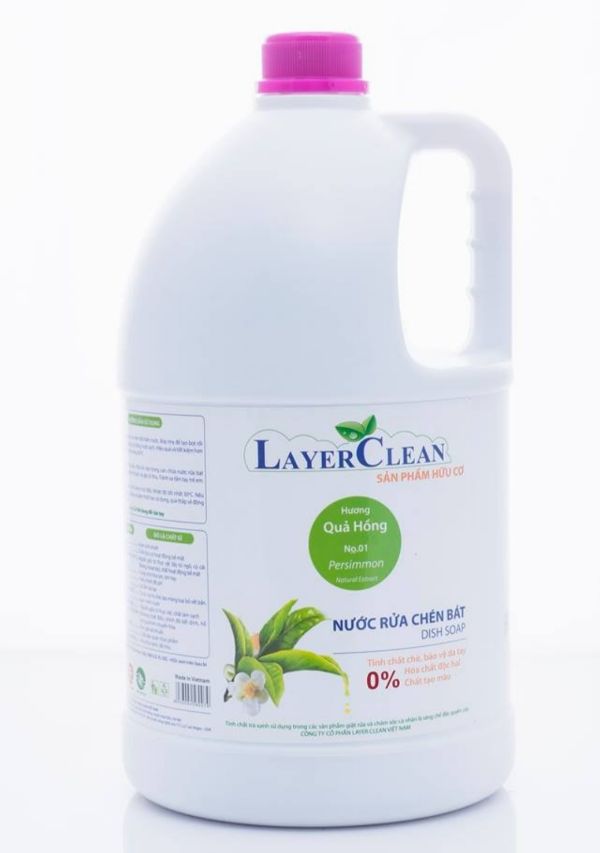 Nước rửa chén bát hữu cơ Layer Clean hương Qủa Hồng can 5L