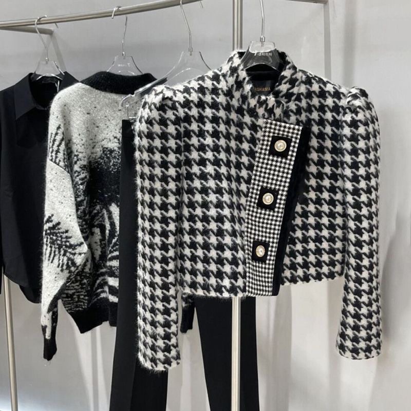 Freeship áo dạ tweed crotop ziczac sang chảnh