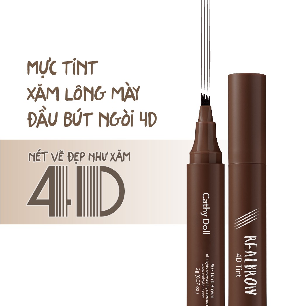 Bút xăm mày cathy doll real brow 4d tattoo tint mẫu mới