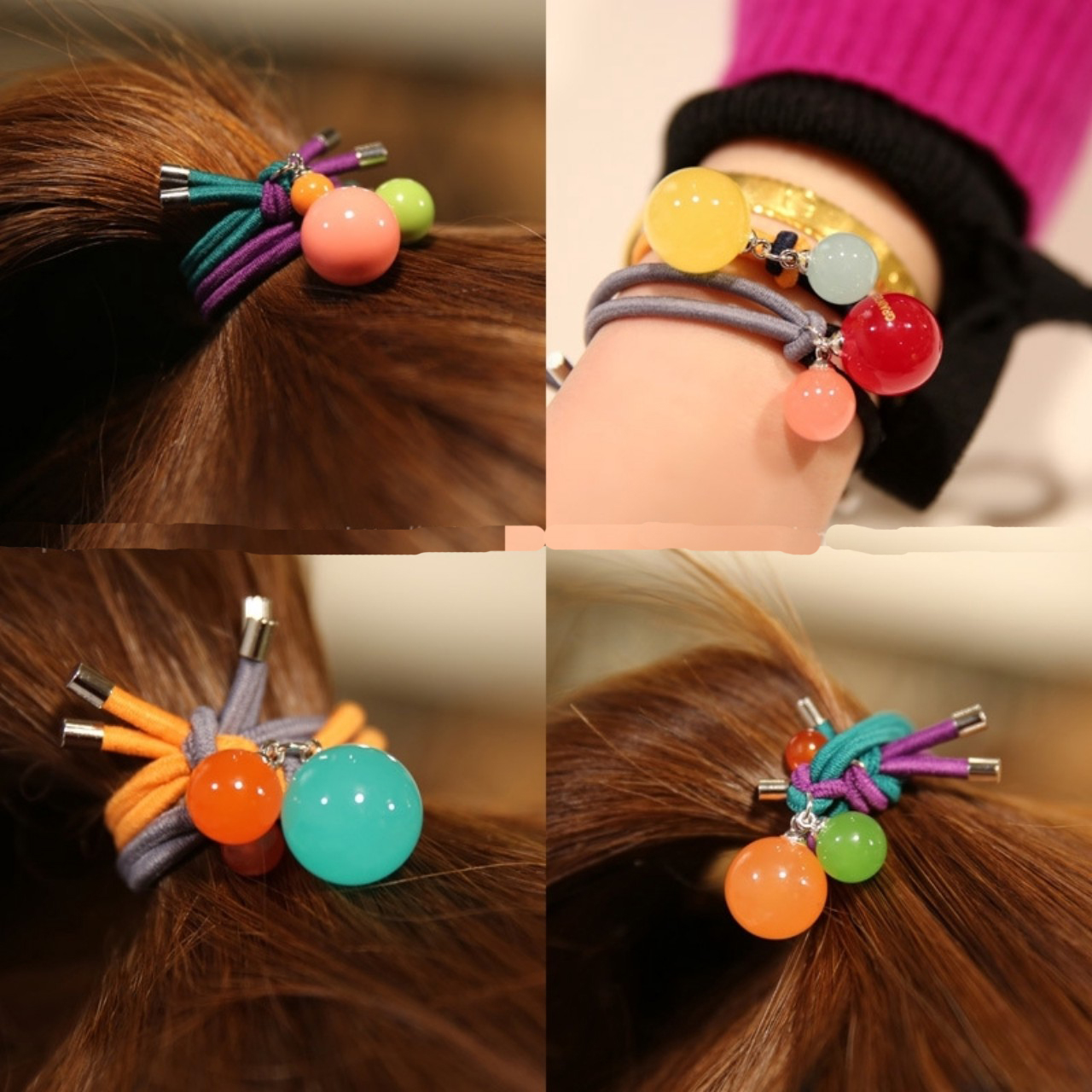 CỘT TÓC ĐÍNH CHÂU SẮC MÀU HANDMADE
