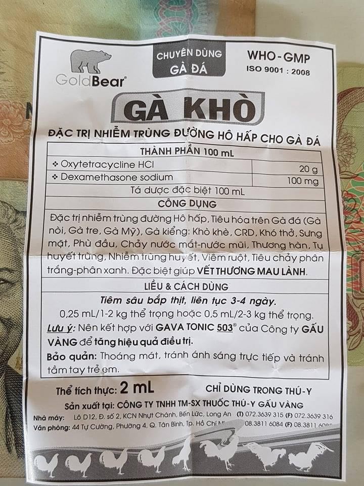 GÀ KHÒ 2ml chuyên dùng cho gà đá