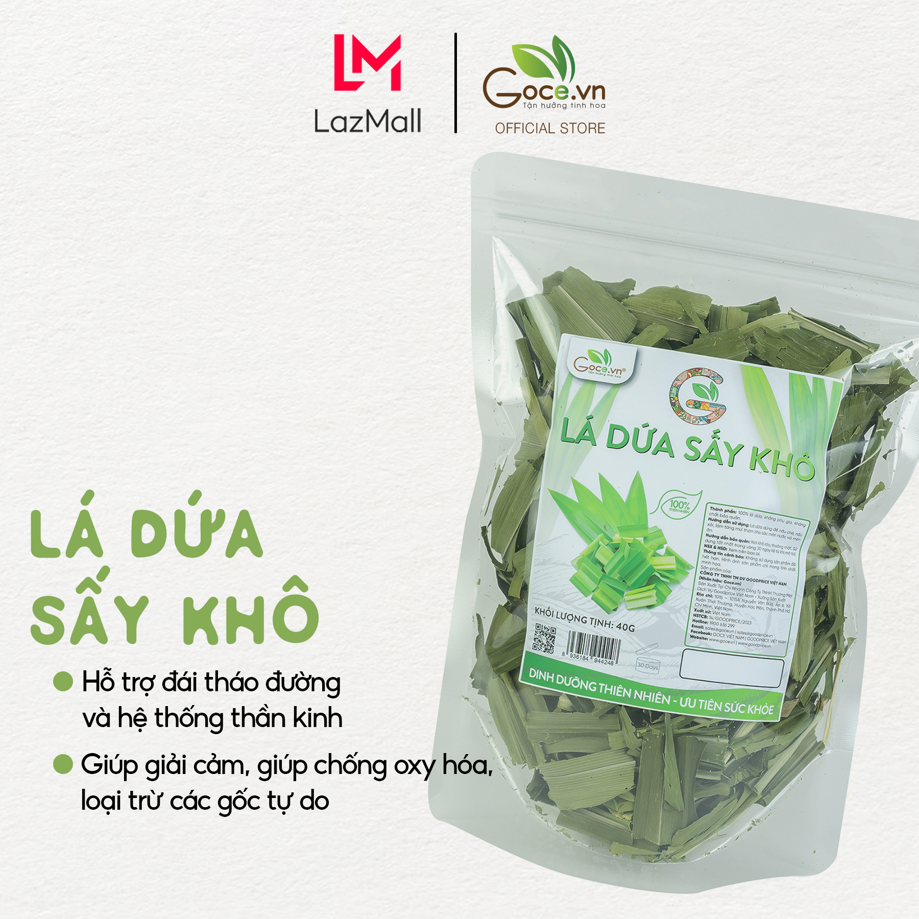 Lá dứa sấy khô Goce - 40g