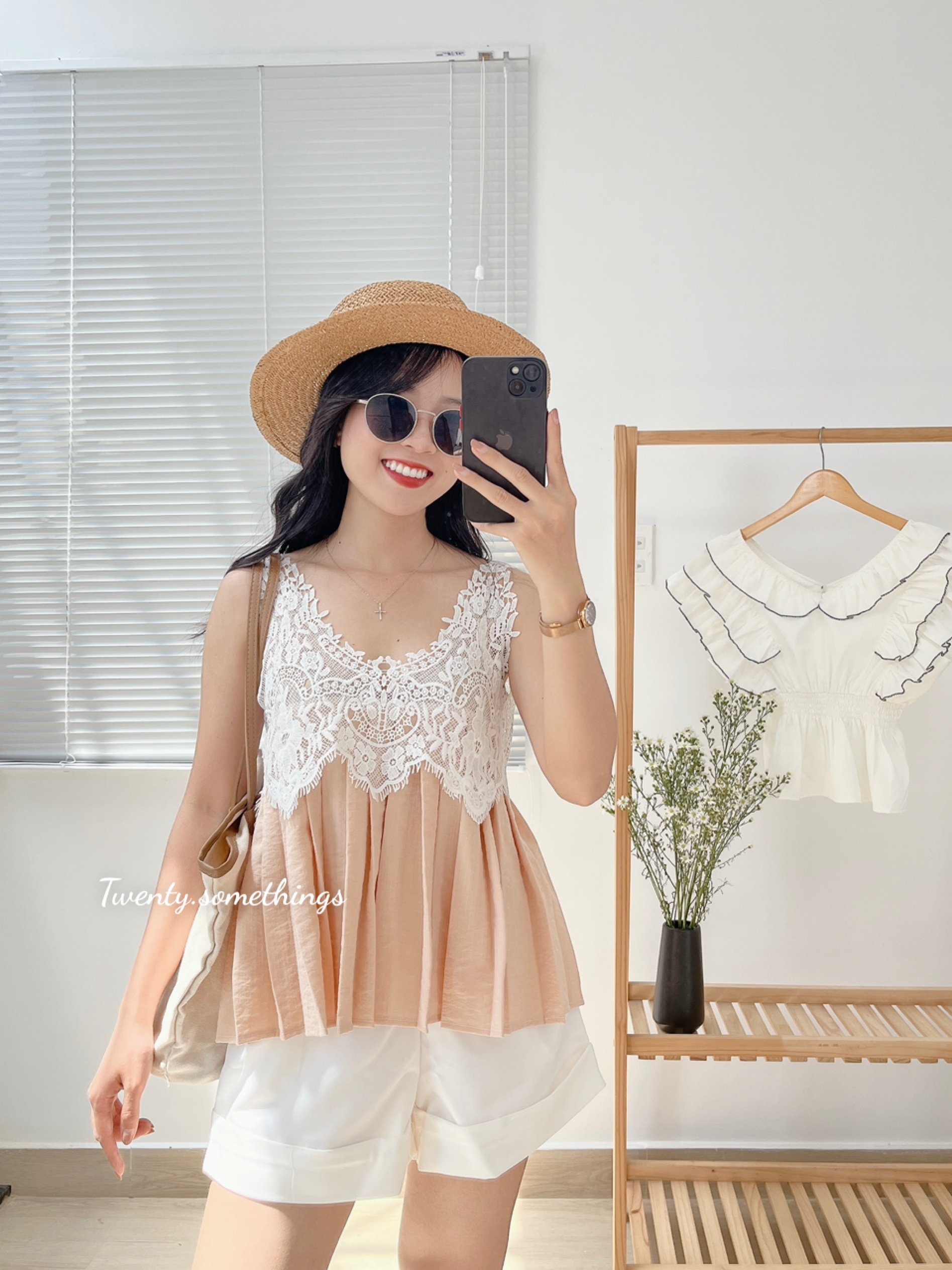 Áo Sát Nách Xếp Ly Phối Ren (ảnh thật/video/sẵn)