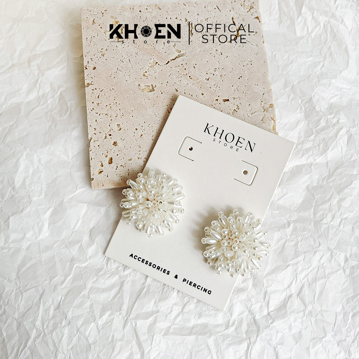 Bông tai nữ - Hoa ngọc lớn - Khoen Store