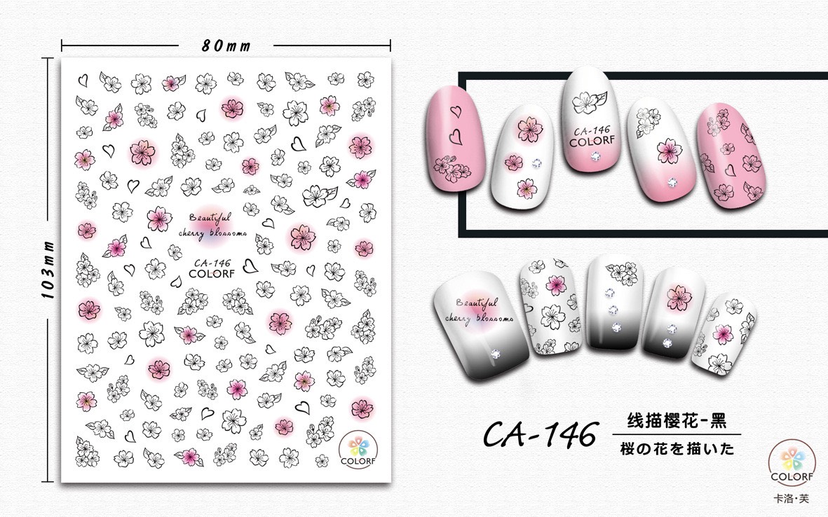 Sticker dán móng chủ đề hoa 1