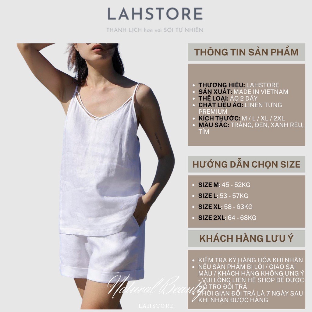 Áo 2 dây nữ SLINEN linen tưng cao cấp mềm mát thiết kế basic (Trắng)