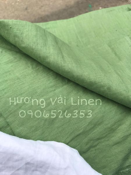 Vải linen tưng premium màu xanh cốm đã wash cn!