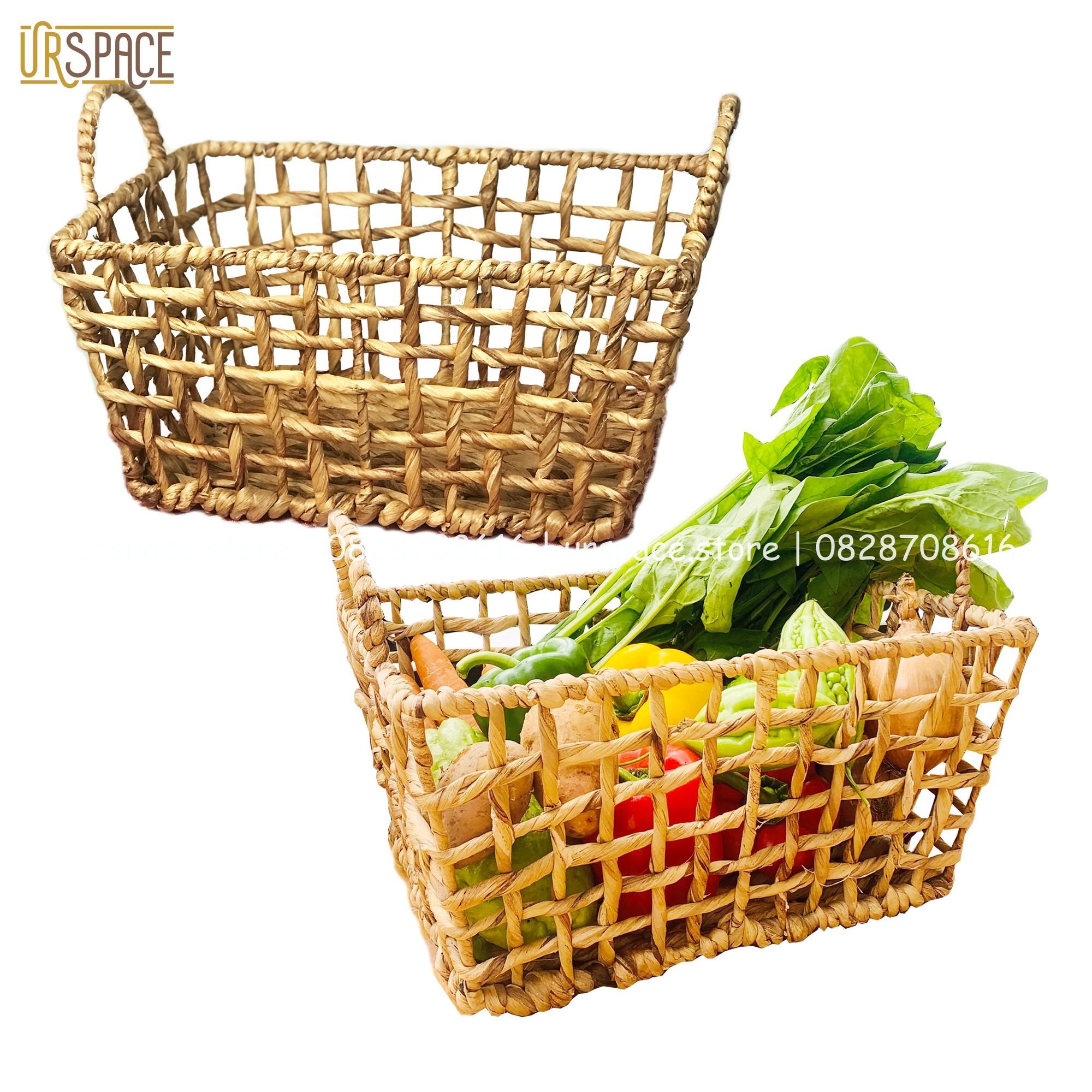 Hand woven hyacinth storage basket