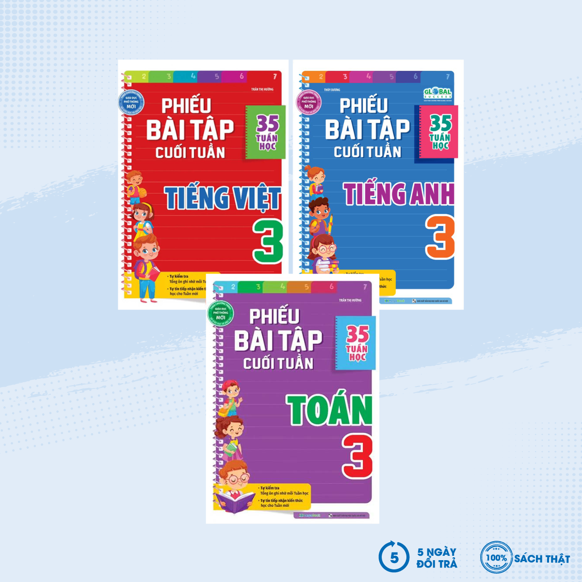 Sách - combo phiếu bài tập cuối tuần toán + tiếng việt + tiếng anh lớp 3 - mega - newshop