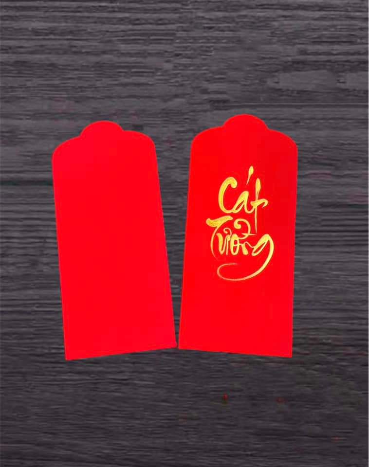 BAO LÌ XÌ GIẤY NHUNG ĐỎ TRƠN VIẾT THƯ PHÁP