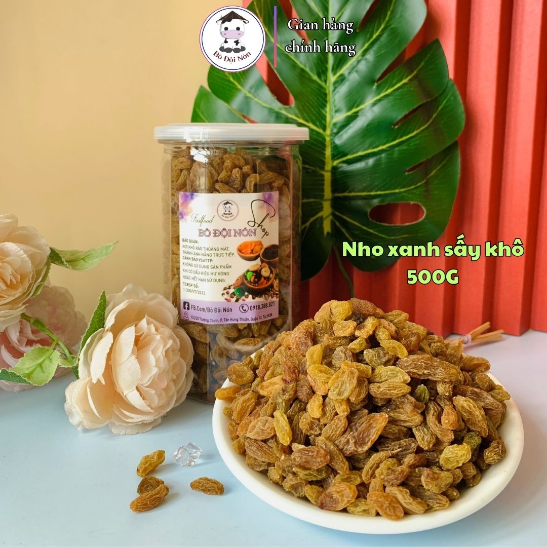 500G Nho Khô Xanh Ninh Thuận Bò Đội Nón