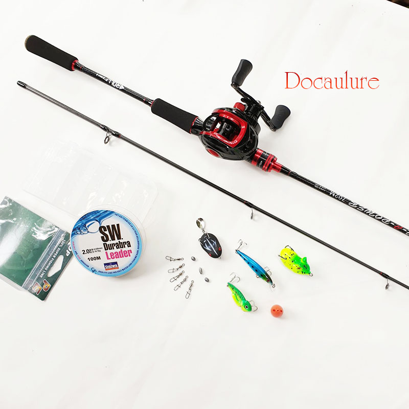 Bộ cần câu cá - cần câu  lure carbon kiểu máy Ngang Roolfish  đủ size + Máy ngang + dây câu lure + bộ mồi lure B-lu-NG901