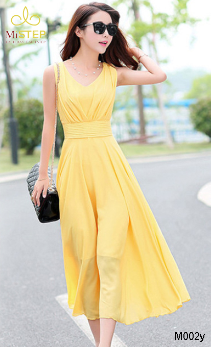 Đầm Maxi Màu Vàng Đi Biển Đẹp