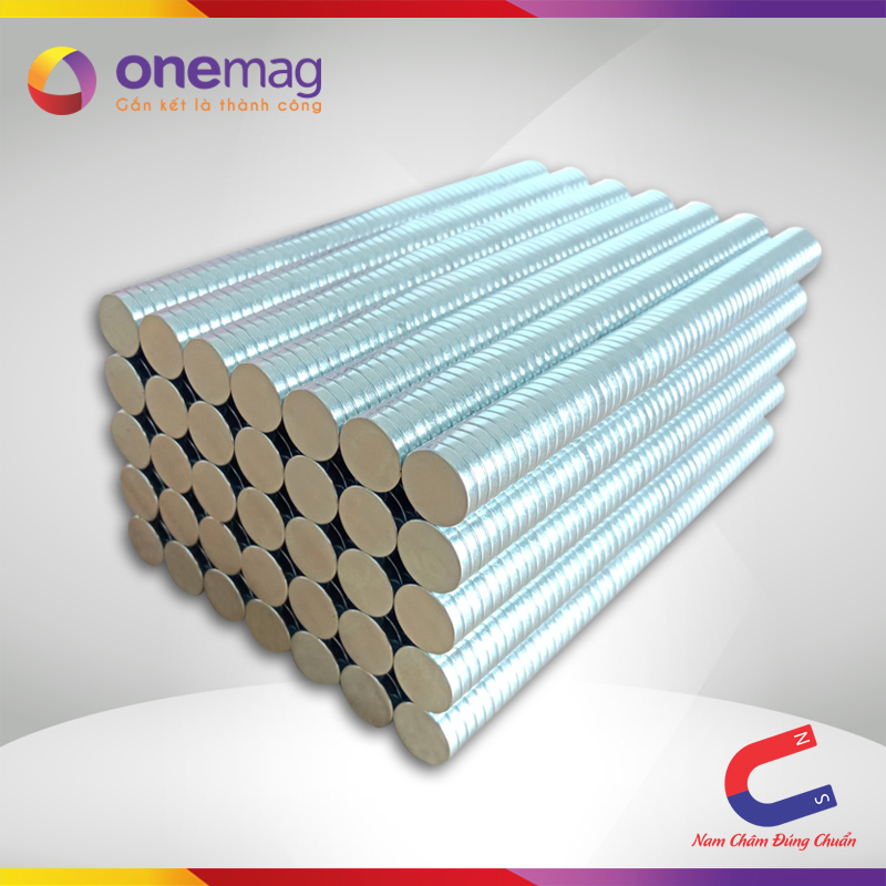 Bộ 100 viên nam châm đất hiếm 10x2mm mạ Kẽm (từ tính cực mạnh)