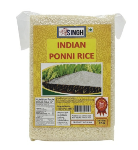 Gạo Ấn Độ Ponni Rice gói 1kg [VOVEDACSAN]