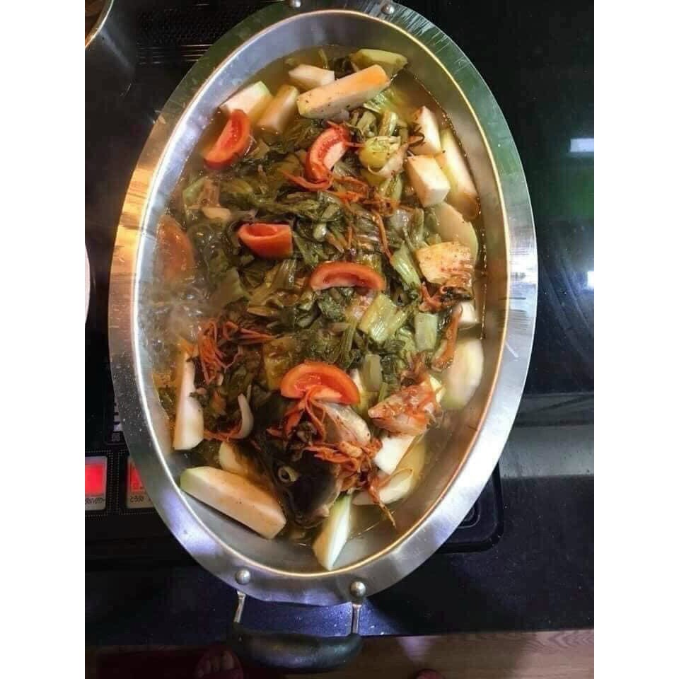 Khay lẩu cá chép om dưa bằng inox