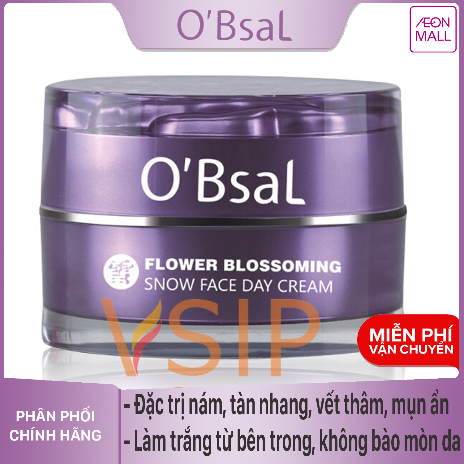 Kem dưỡng ban ngày trắng hồng, mờ nám, thâm O'Bsal Flower Blossoming Snow Face Day Cream 20ml ( OBSAL )