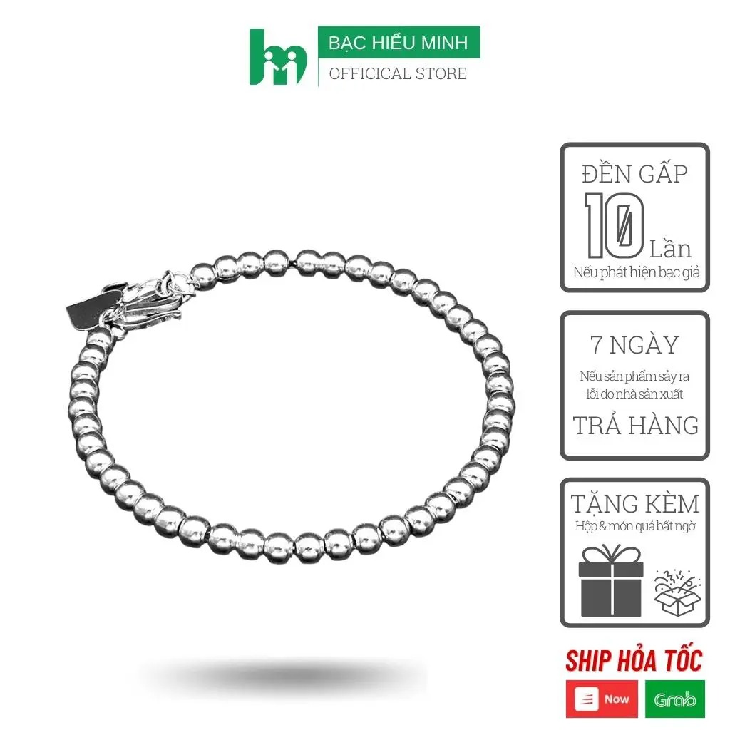 Lắc Tay Nữ Bạc Hiểu Minh LTU291 Bi Tròn Bảo Hành Vĩnh Viễn