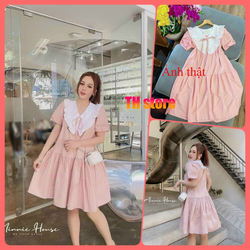Váy cổ bèo đầm cổ bèo tiểu thư Ulzzang dáng xòe