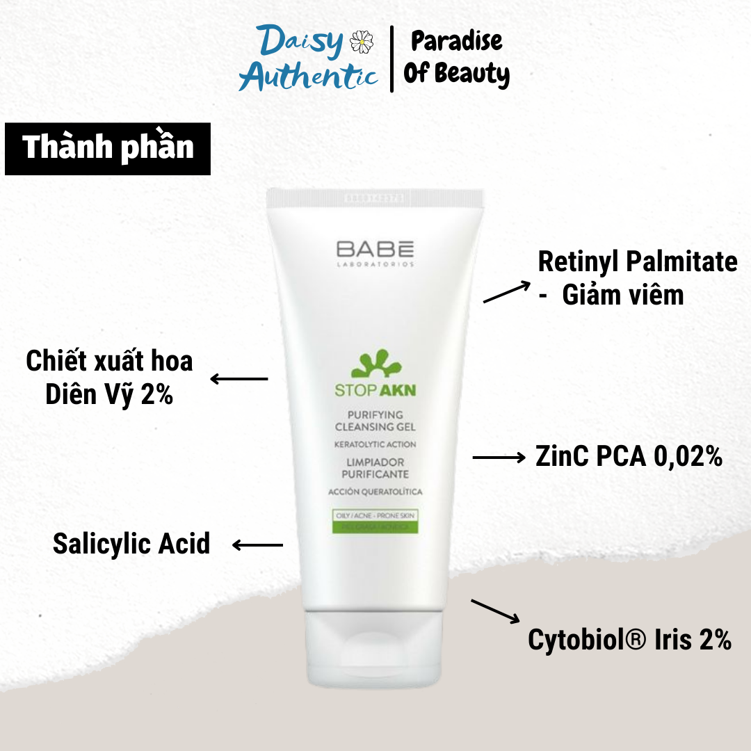 Sữa Rửa Mặt Babe Stop AKN Purifying Cleansing Gel 200ml