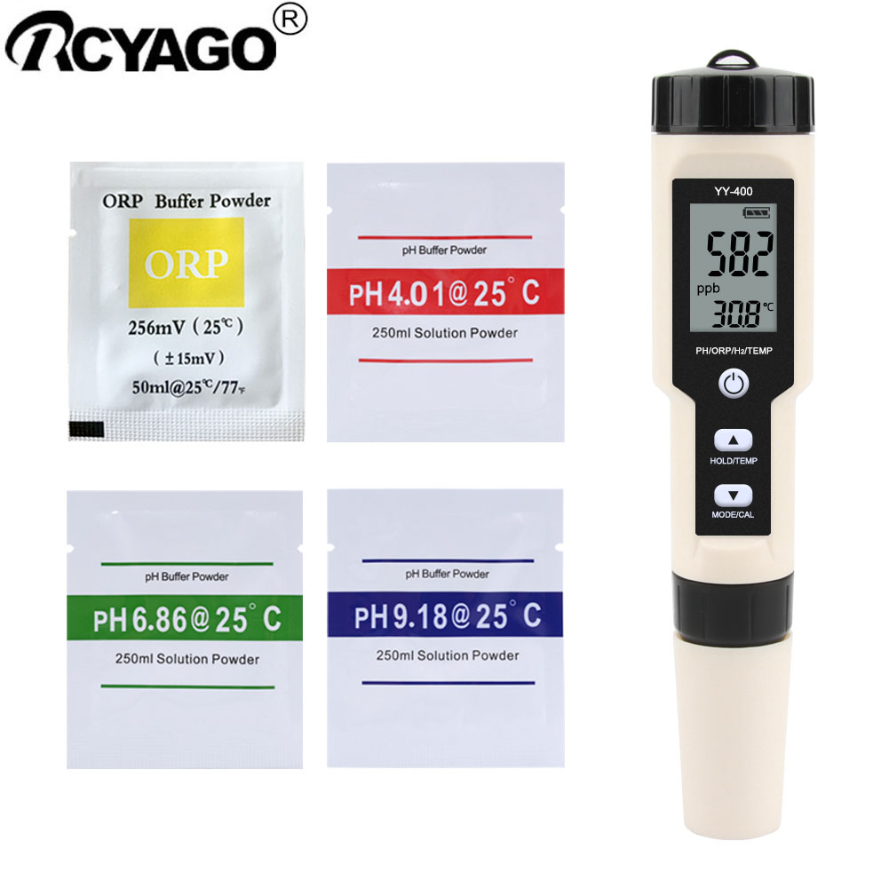 RCYAGO NEW 4 in 1 water quality tester PH meter ORP tester H2 hydrogen meter with temperature meter