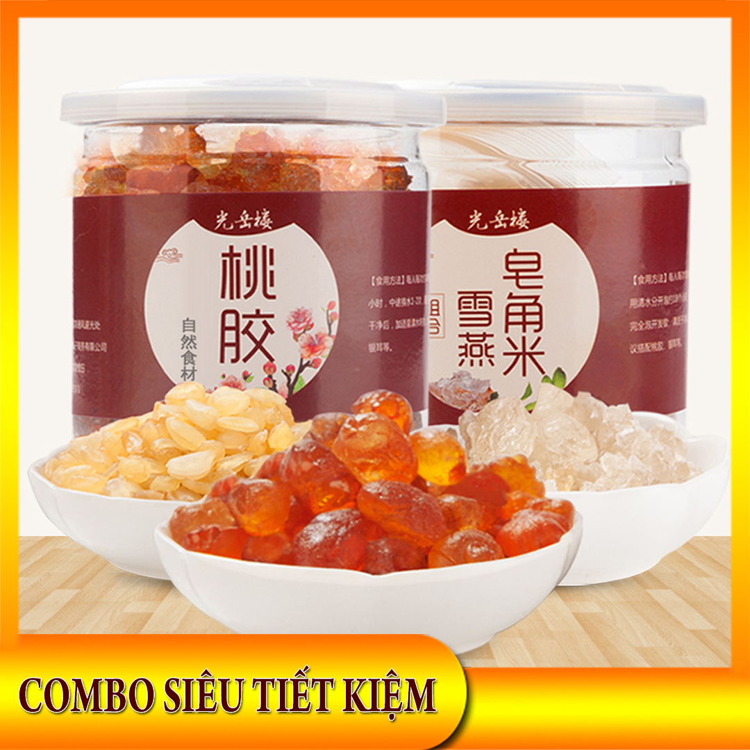 Tuyết yến vân nam 250g nhựa đào 250g bồ mẽ 250g combo dưỡng siêu tiết kiệm 桃胶雪燕组合云南雪燕天然野生.new vision
