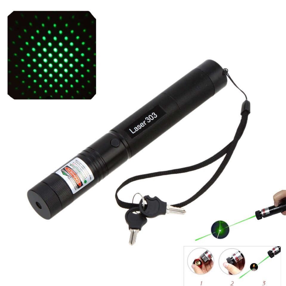 [HCM]Đèn laser - bút laze lazer 303 - Gắn Ray Gắn Cành - Dùng Trợ giảng - tia xanh cực sáng công suất lớn chiếu xa 3km Tặng kèm Pin sạc bao gồm bộ sạc có điều chỉnh hoa văn hiệu ứng ánh sáng
