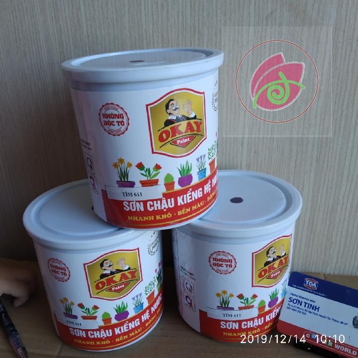 Sơn chậu kiểng , cảnh hệ nước ngoài trời OKAY PAINT màu tím Lavender( 1kg )