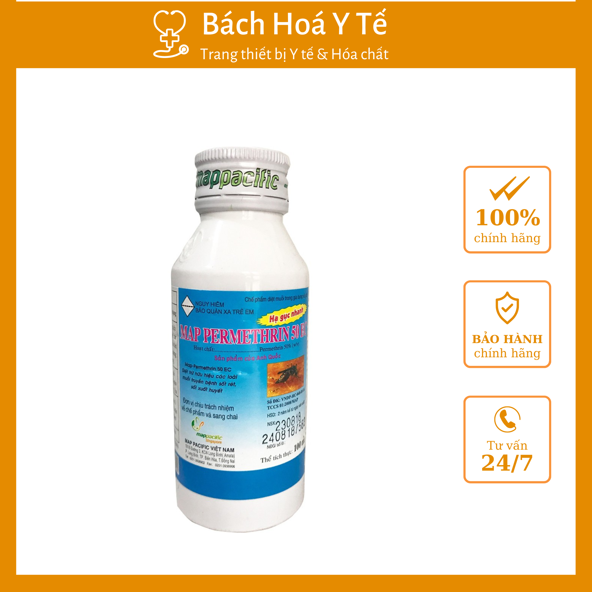 Thuốc phun muỗi permethrin 50 ec , lọ/100 ml