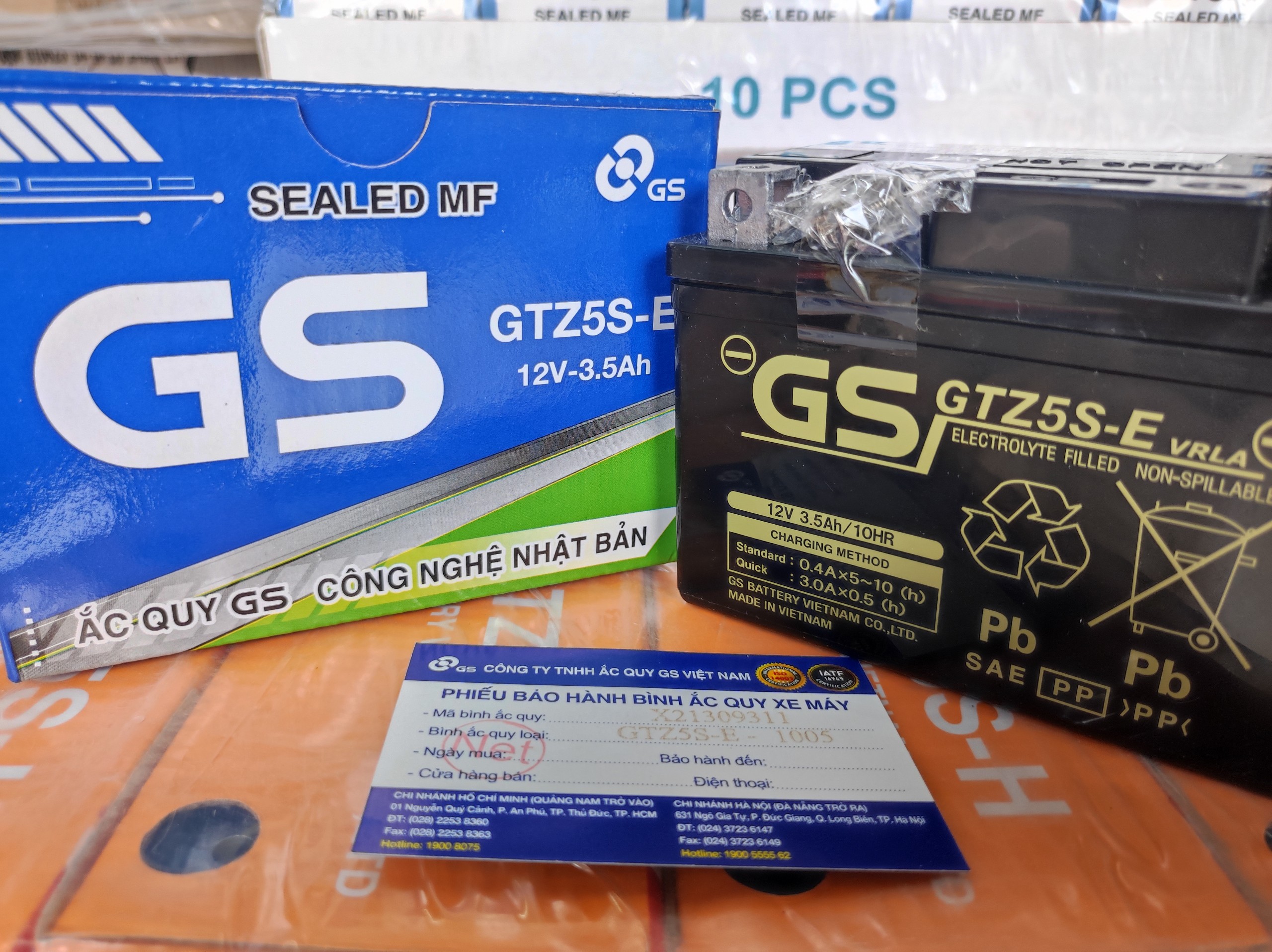 Ắc quy xe máy Wave RSX, Vison 2011-2013, Future, Winner GS GTZ5S-E (12V-3,5Ah)