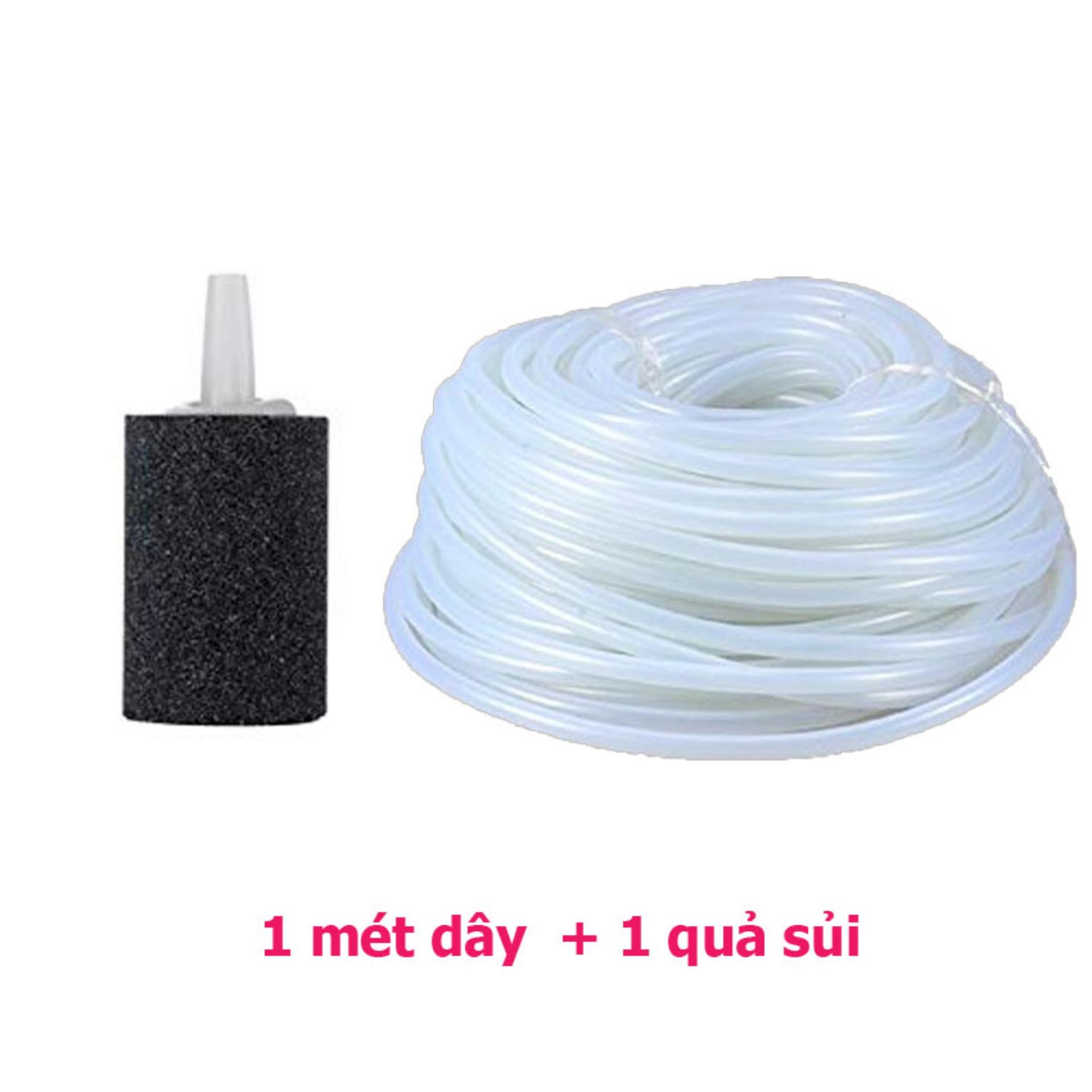 1 Meters of sparkling wire and 1 effervescent stone, oxygen effervescent for effervescent machines, fish tank oxygen blower (White, black)