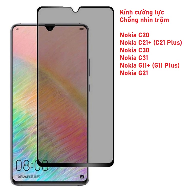 Cường lực chống nhìn trộm nokia c20 c21+ c22 c30 c31 g11+ g21 c21 plus g11 plus