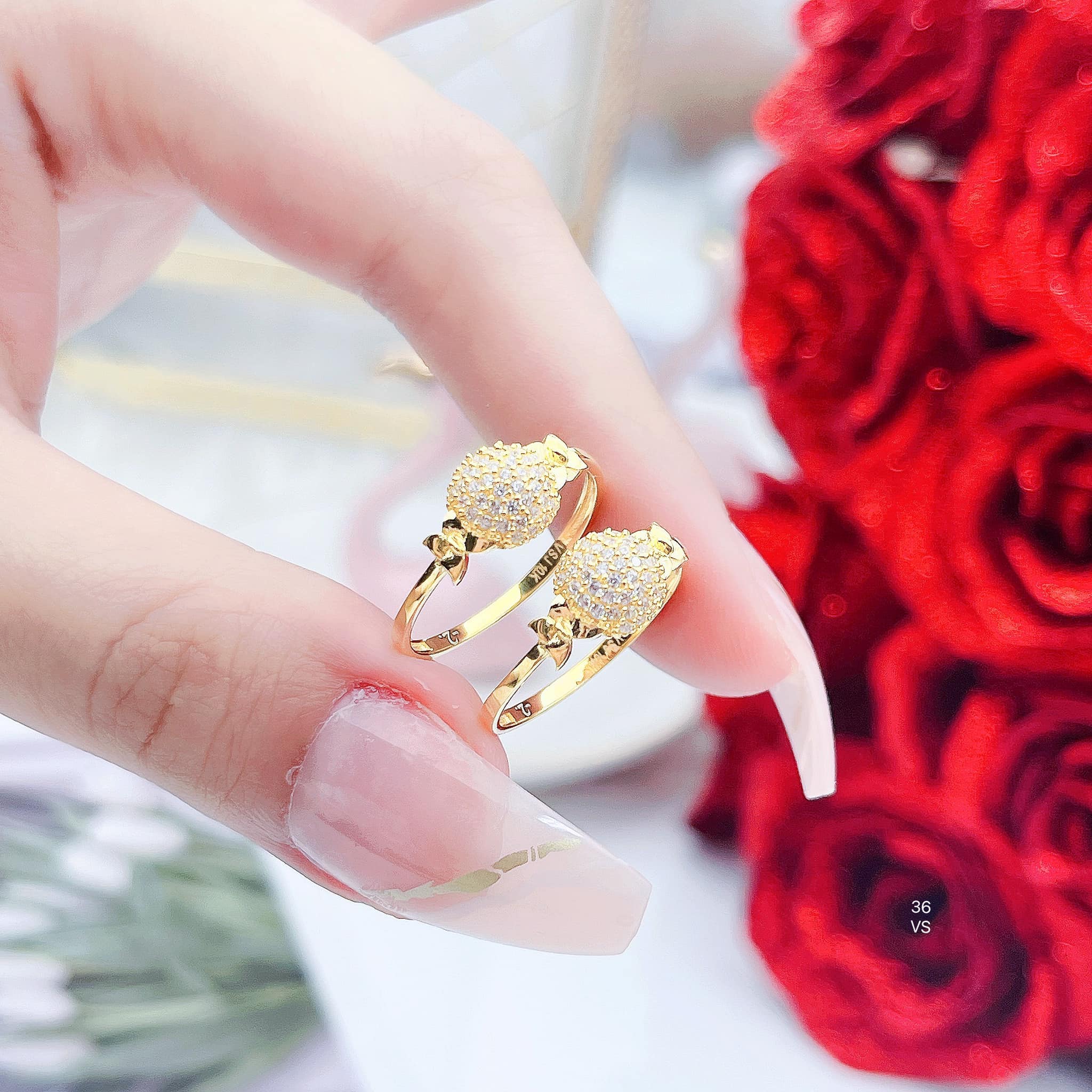 Nhẫn nữ vàng tây mặt đá tròn MS38g