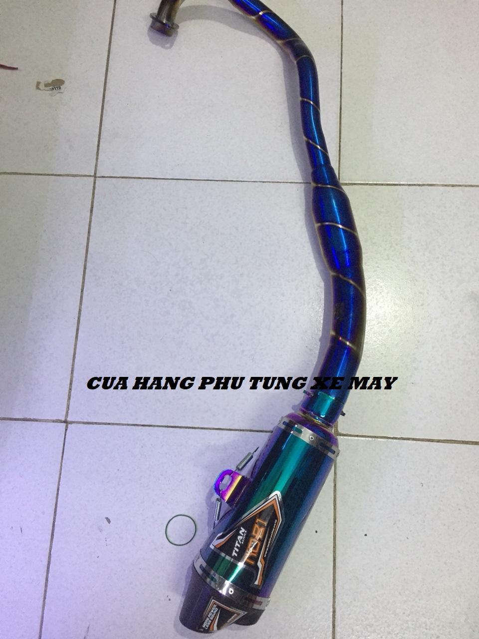 Pô NOBI 2 nòng kèm cổ bầu hơi titan gắn xe Ex135, Ex150, Winner 150, Winner X, Raider Fi, Satria